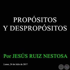 PROPSITOS Y DESPROPSITOS - Por JESS RUIZ NESTOSA - Lunes, 24 de Julio de 2017